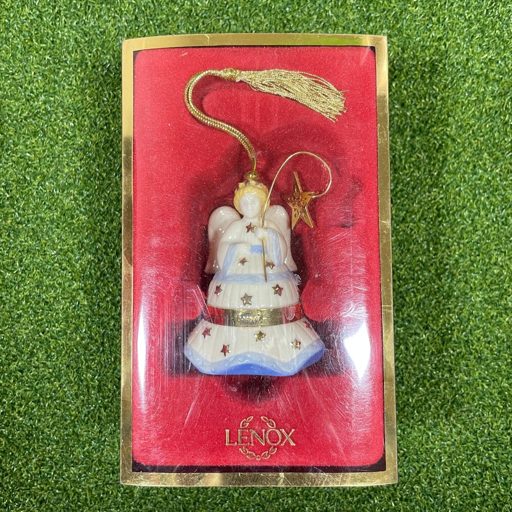Lenox China Angel Trinket Box Ornament Gold Star